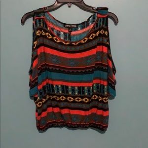 Cold shoulder print top